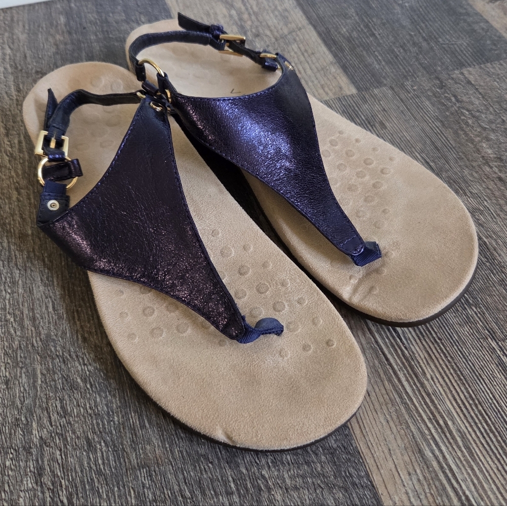 Vionic Women's Rest Kirra Flip Flop Sandal Metallic Navy Size 11 Orthotic